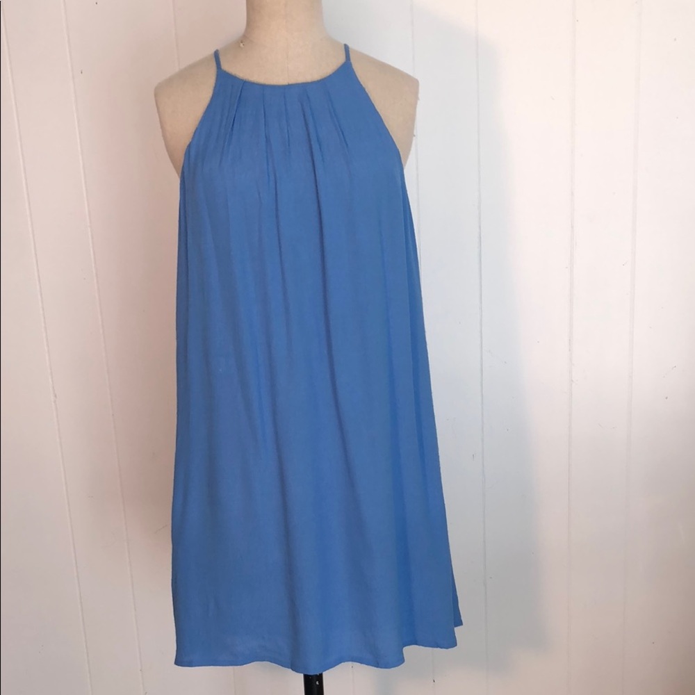 Black Swan Blue Pleated Halter Sundress